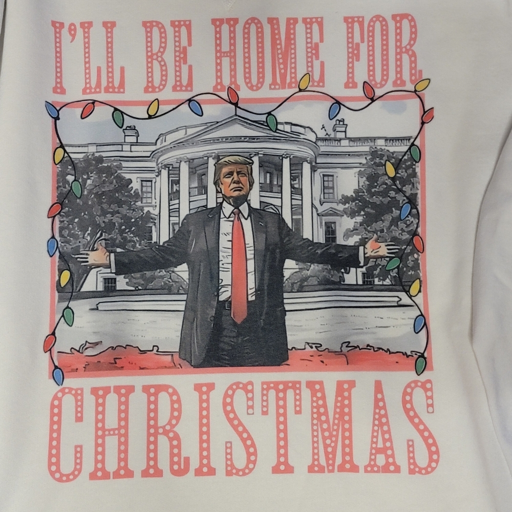 Trump Christmas Pink White Crewneck Sweatshirt - Picture 3 of 7